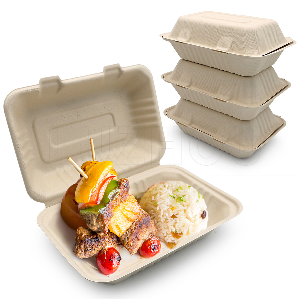 900ml Bagasse Compostable Clamshell Containers